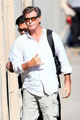 Pierce Brosnan seen arriving at ABC studios for Jimmy Kimmel Live Featuring: Pierce Brosnan Where: Los Angeles, California, United States When: 27 Aug...-stock-photo